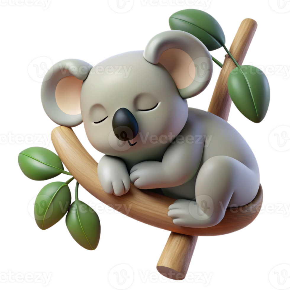 extraordinary classic A Sleeping Koala Clinging to a Eucalyptu detailed png