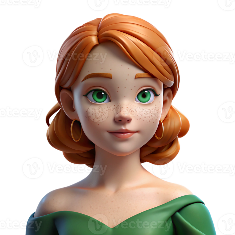 beautiful artistic Portrait of a Young Woman with Freckles high resolution png