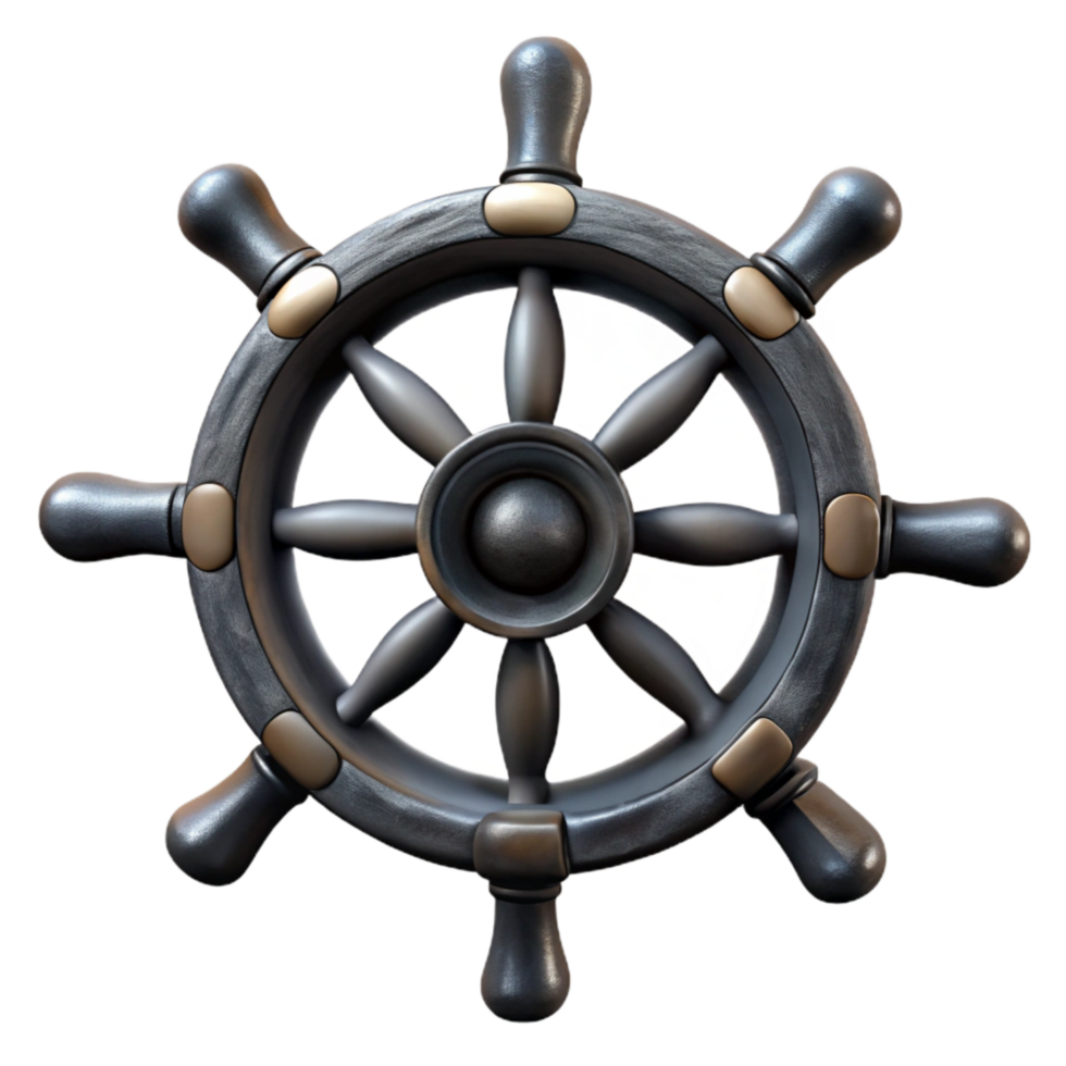 stunning rustic Black Ship Wheel Front View premium png