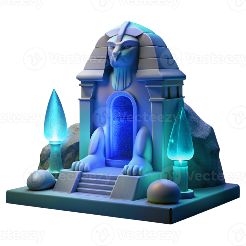 vibrant traditional A Mysterious Sphinx Guarding a Hidden Tem premium png