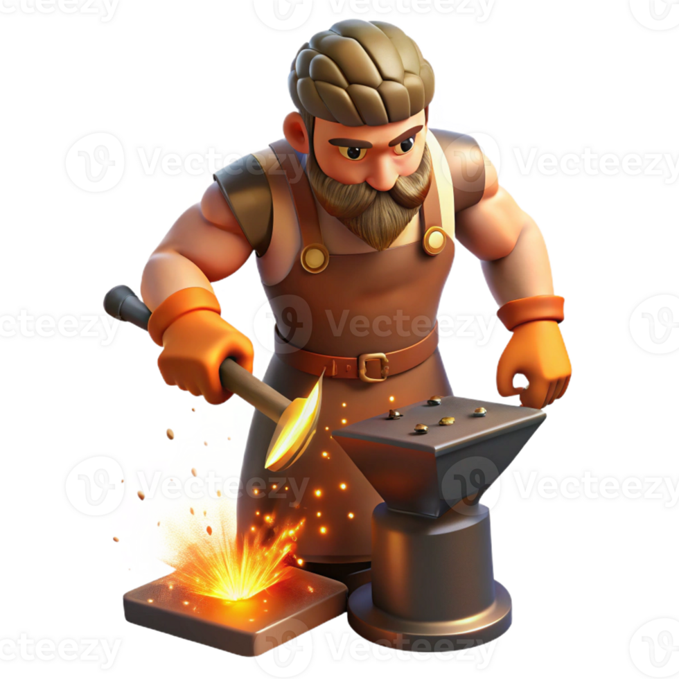 magnificent classic Hephaestus God of the Forge Hammering original png