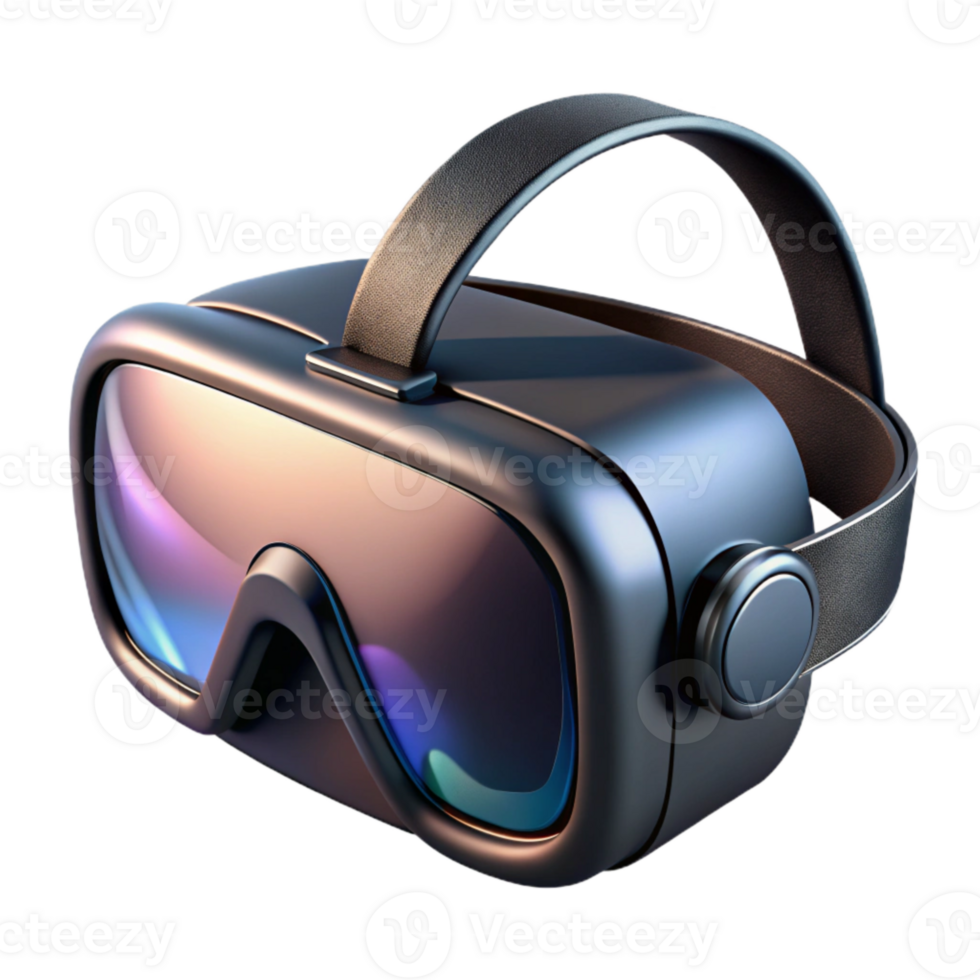 magnificent minimalist Black Vr Headset Front View Cutout with Reflections detailed png