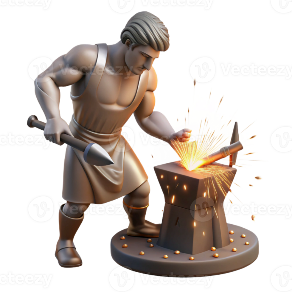 wonderful creative A Cyclops Forging a Weapon Sparks Flyin original png
