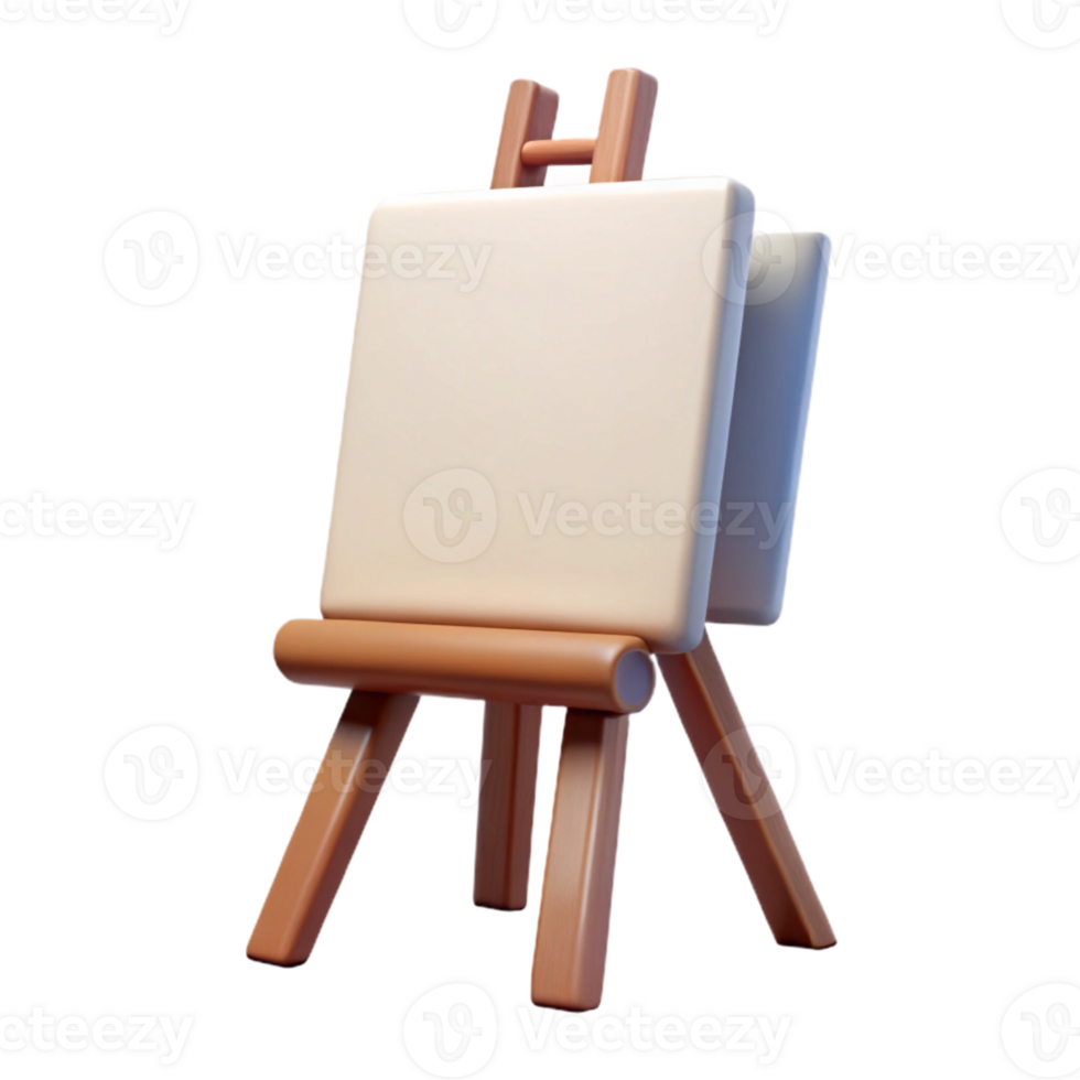 impressive vintage Blank Canvas on Easel Front View Cutout premium png