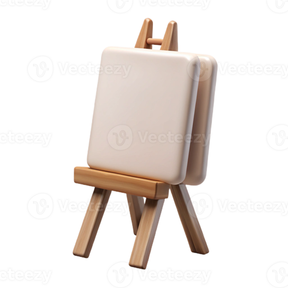 dramatic rustic Blank Canvas on Easel Front View Cutout high quality png