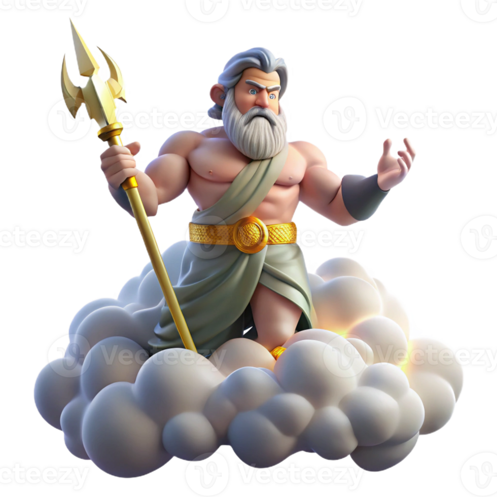 serene rustic Zeus Hurling a Thunderbolt from Mount Ol professional png