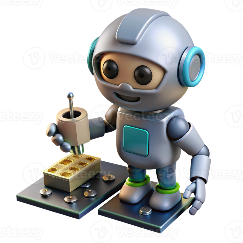 impressive artistic A Tiny Robot Meticulously Assembling a M authentic png