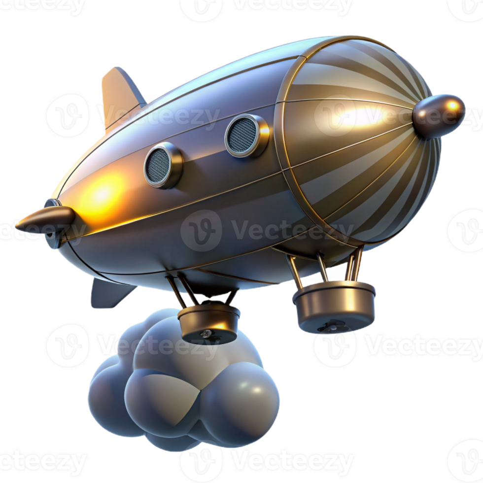 wonderful abstract A Steampunk Zeppelin Sleek and Metallic high quality png