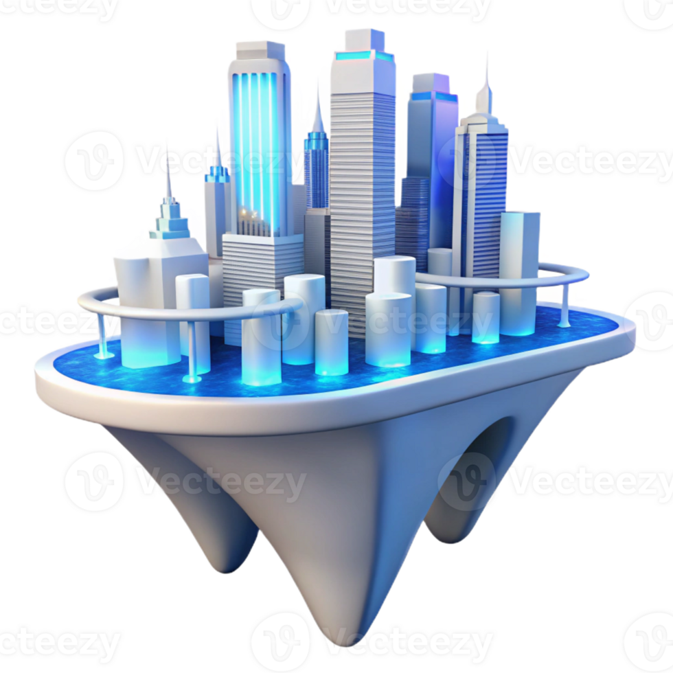 serene abstract A Futuristic Floating City with Sleek W premium png