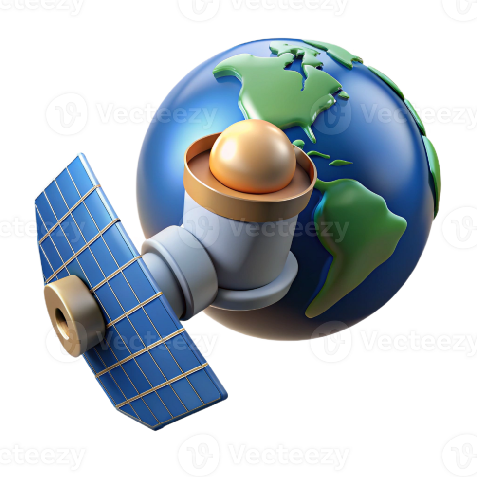 dramatic minimalist A Satellite Orbiting Earth Solar Panels high resolution png