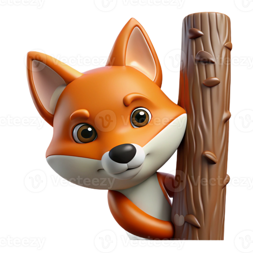extraordinary rustic A Curious Fox Peering out from Behind a T original png