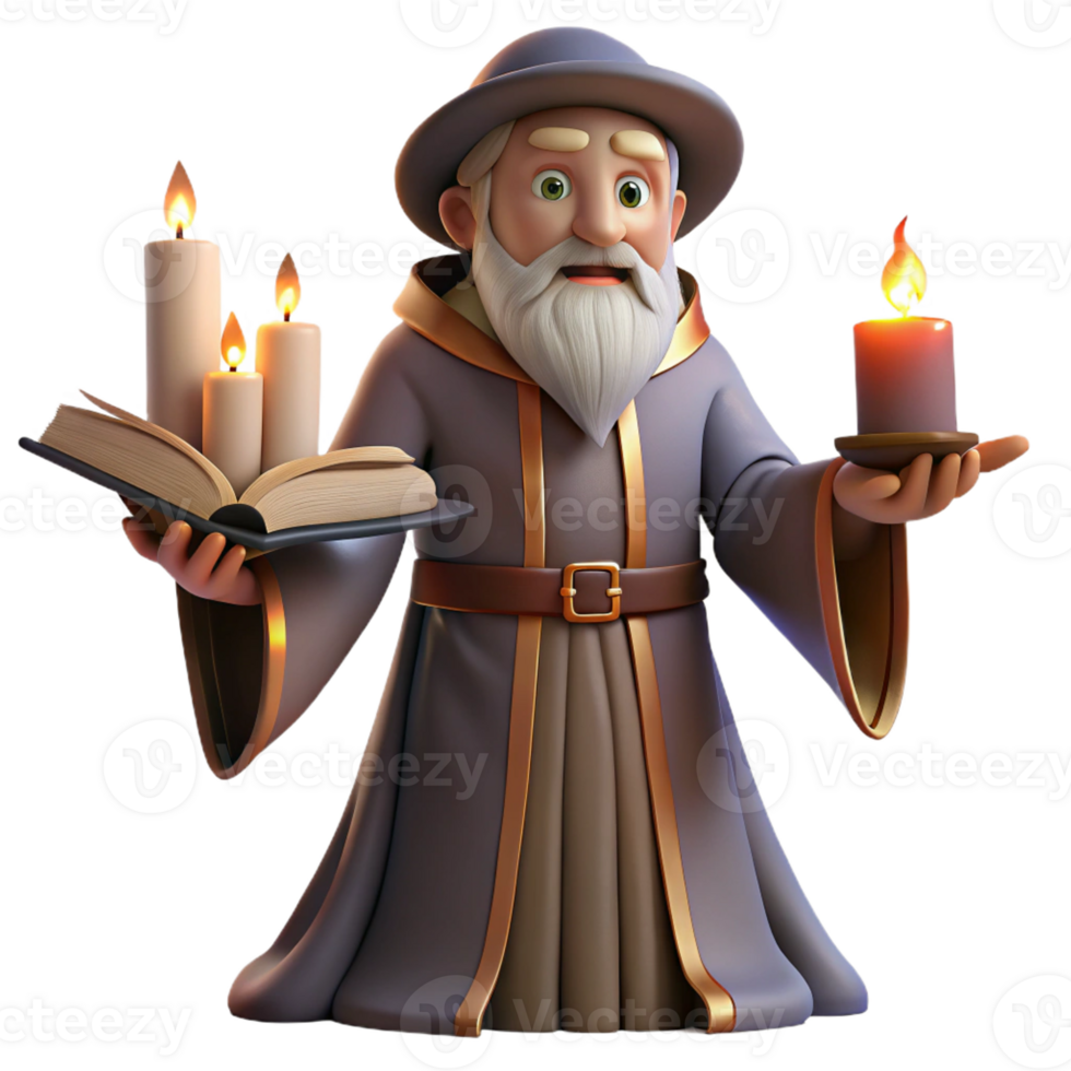 dramatic contemporary A Wise Old Wizard Casting a Spell in a D genuine png