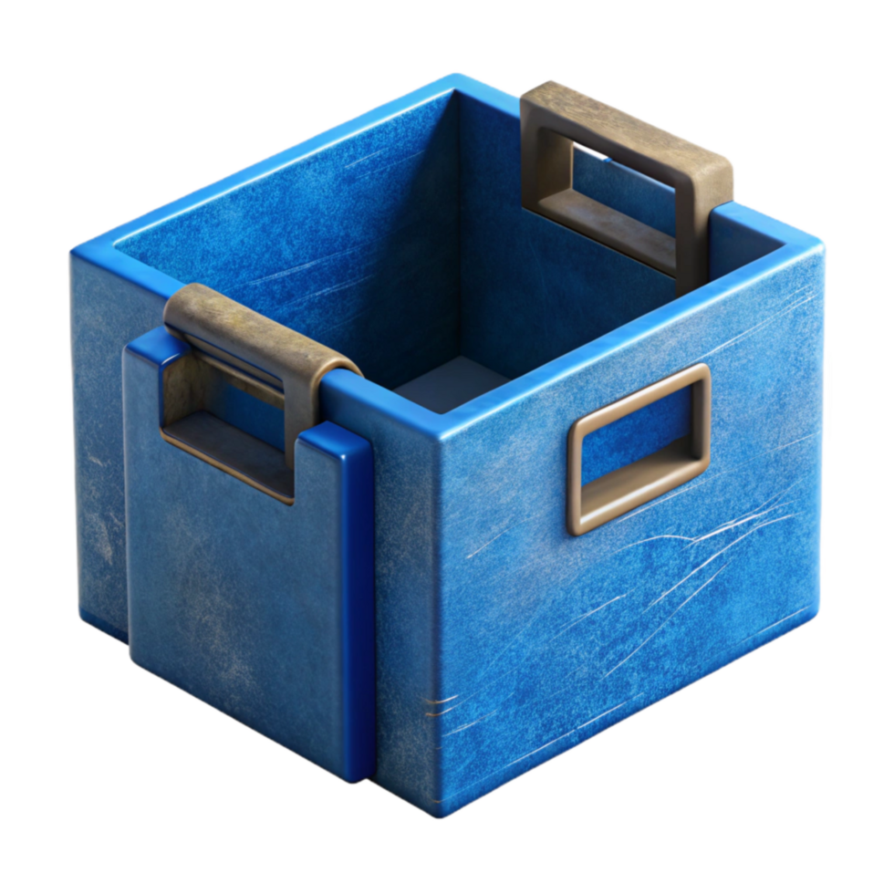 vibrant rustic Blue Cardboard Box Upcycled Organizer Cutout professional png
