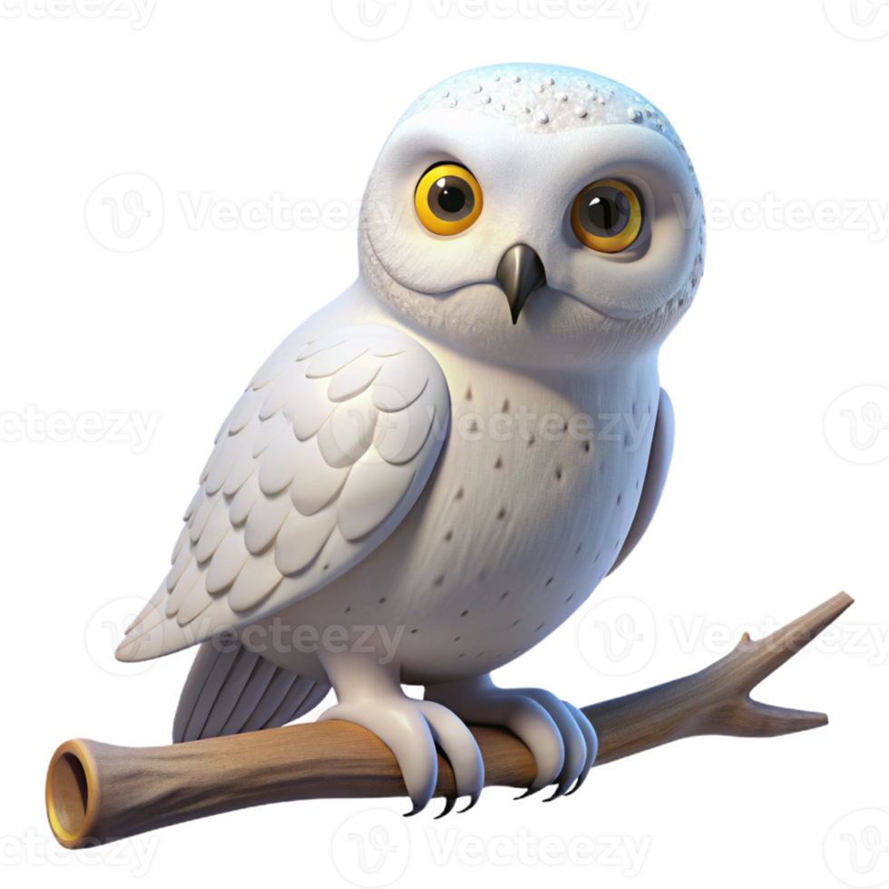 elegant minimalist A Snowy Owl Perched on a Branch Covered high quality png