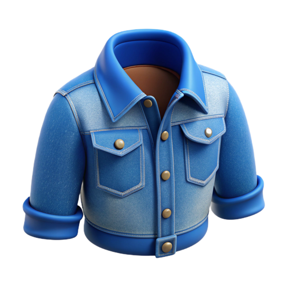 impressive modern Blue Denim Jacket Collar on Transparent Background authentic png