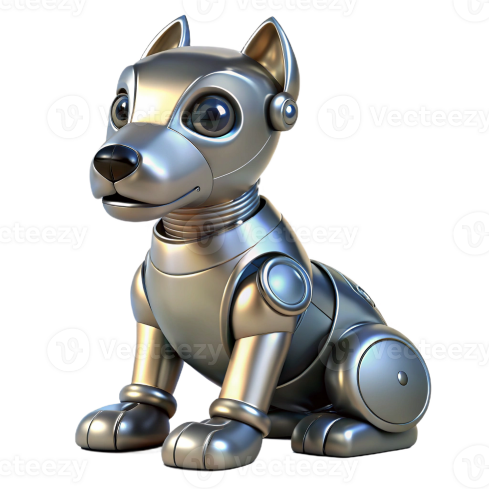 vibrant rustic A Robotic Dog Sitting Patiently Metall original png
