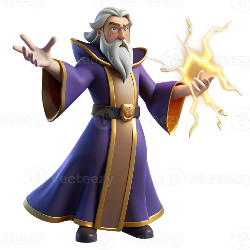 extraordinary minimalist A Powerful Wizard Casting a Spell Lightn premium png