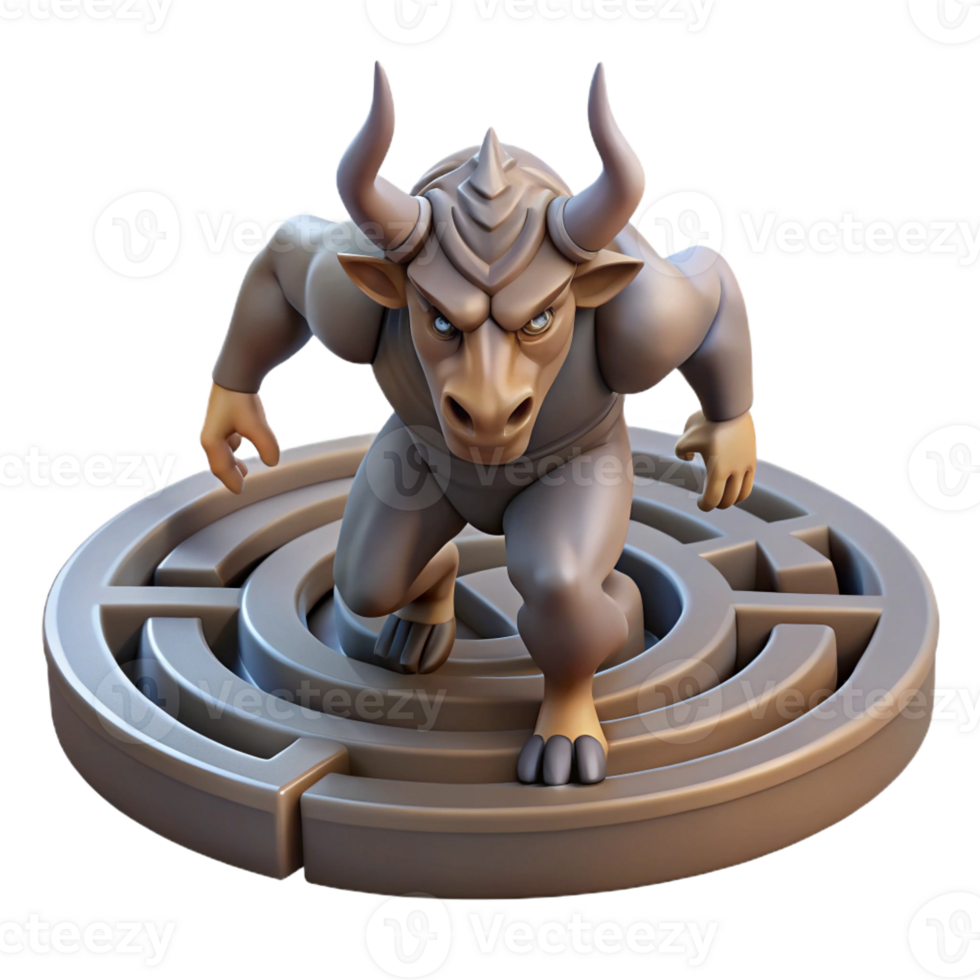 dramatic artistic A Fierce Minotaur Charging Through a Lab genuine png