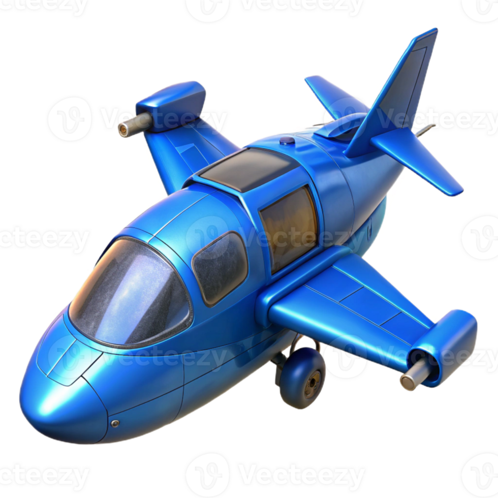 magnificent classic Blue Electric Vtol Aircraft Side View Transparent Background genuine png