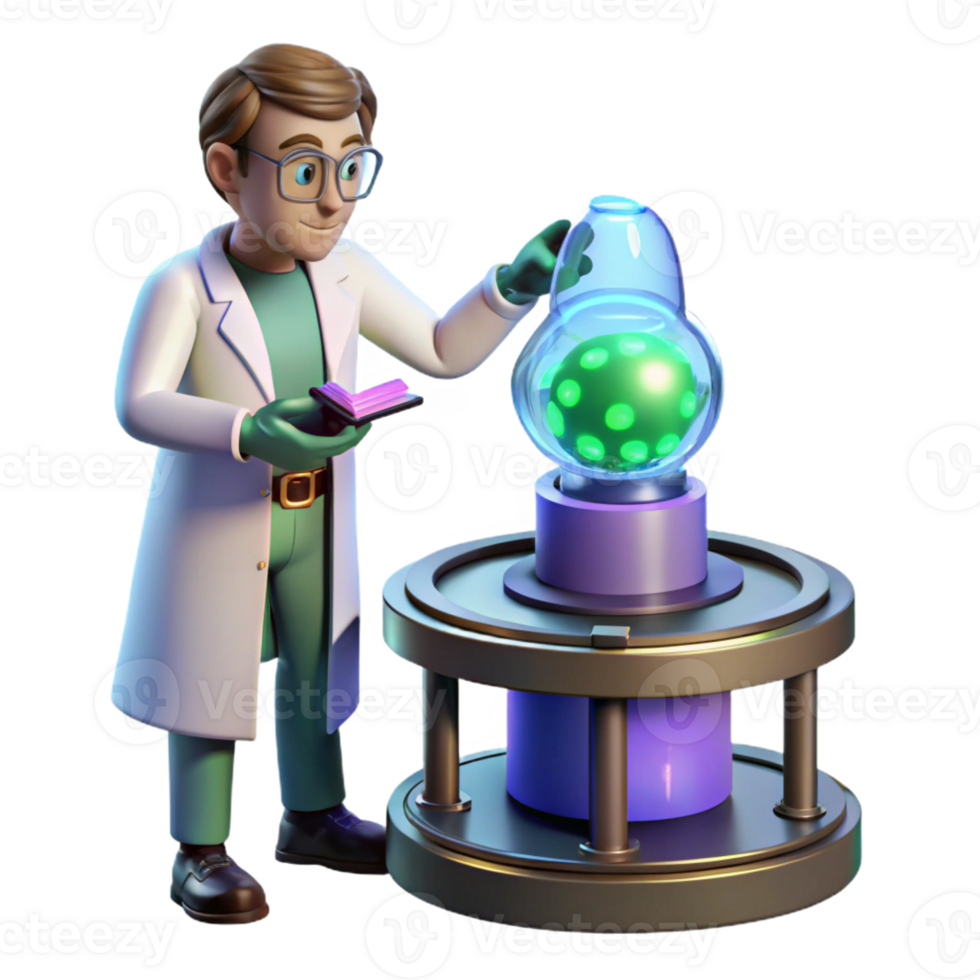 elegant creative A Lone Scientist Working in a Cluttered authentic png
