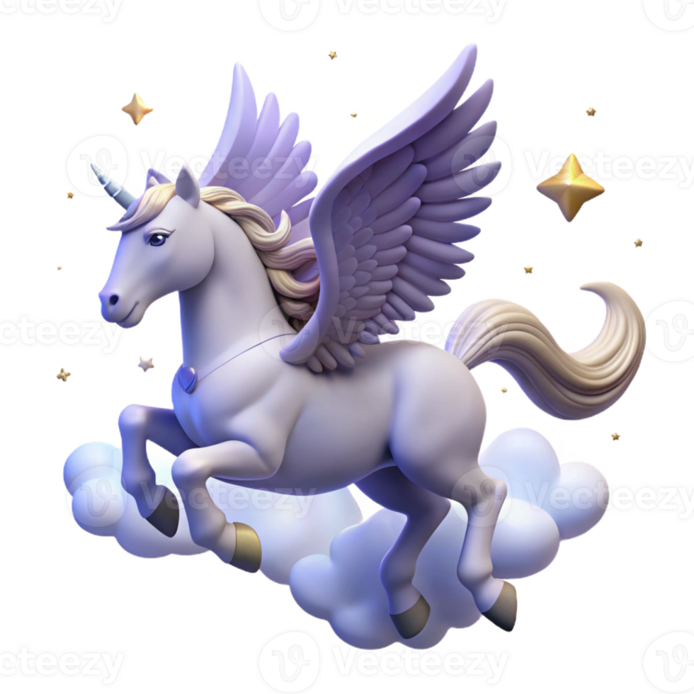 vibrant traditional A Celestial Pegasus Soaring Through a Sta detailed png