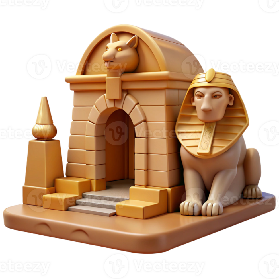 dramatic minimalist A Cunning Sphinx Guarding a Hidden Templ exclusive png