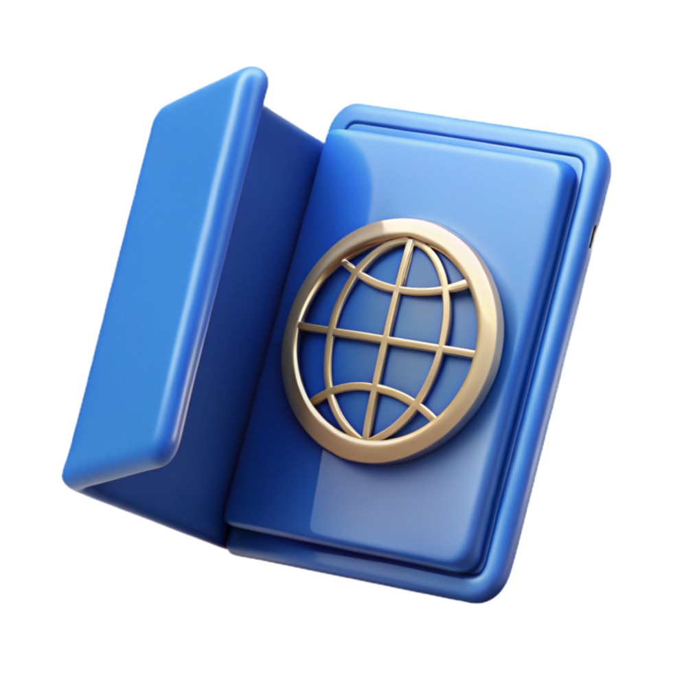 vibrant modern Blue Passport Open Transparent Cutout Element detailed png