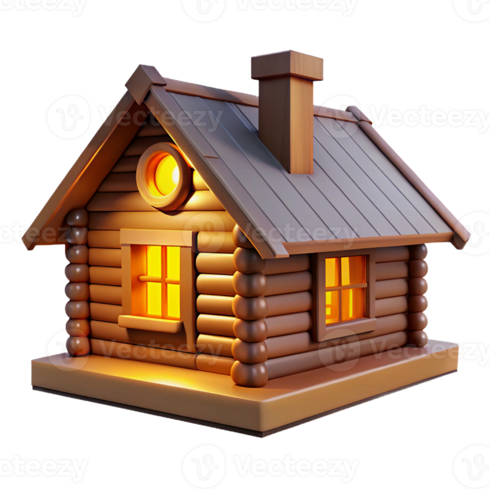 vibrant vintage A Rustic Log Cabin in a Snowy Forest Warm png