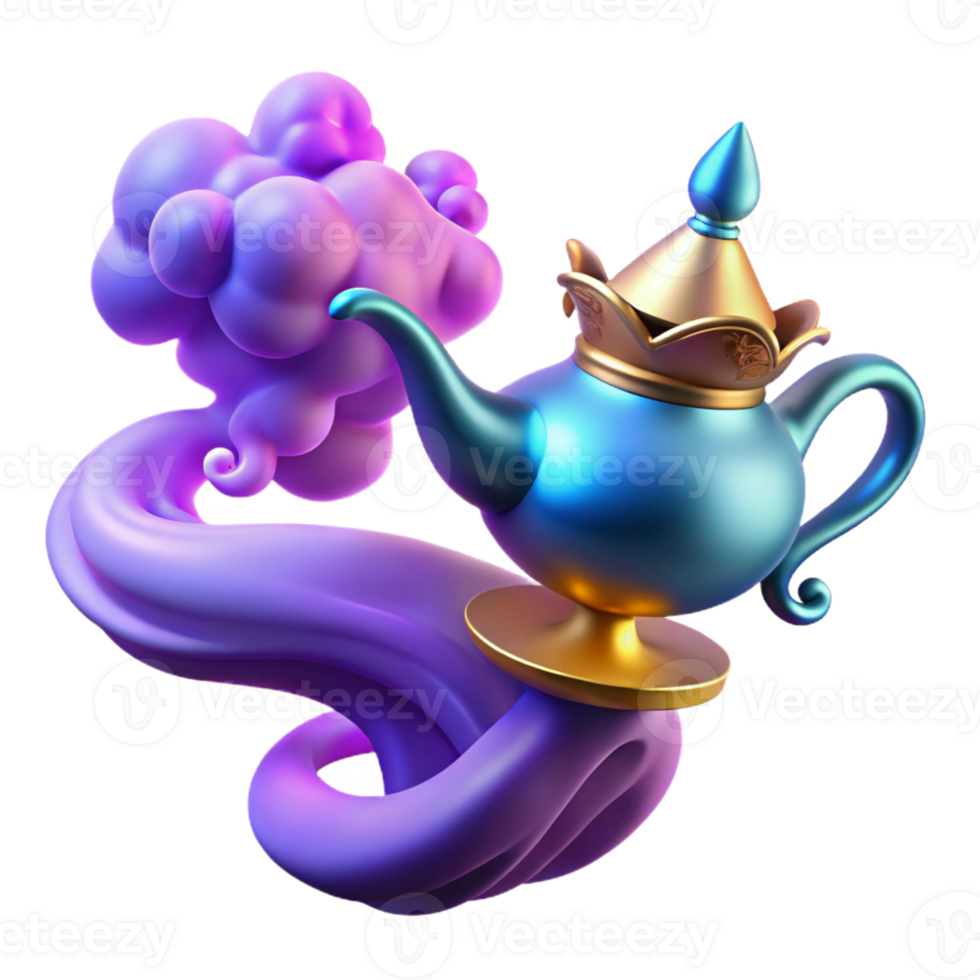 serene vintage A Powerful Djinn Emerging from a Magic L 4K png