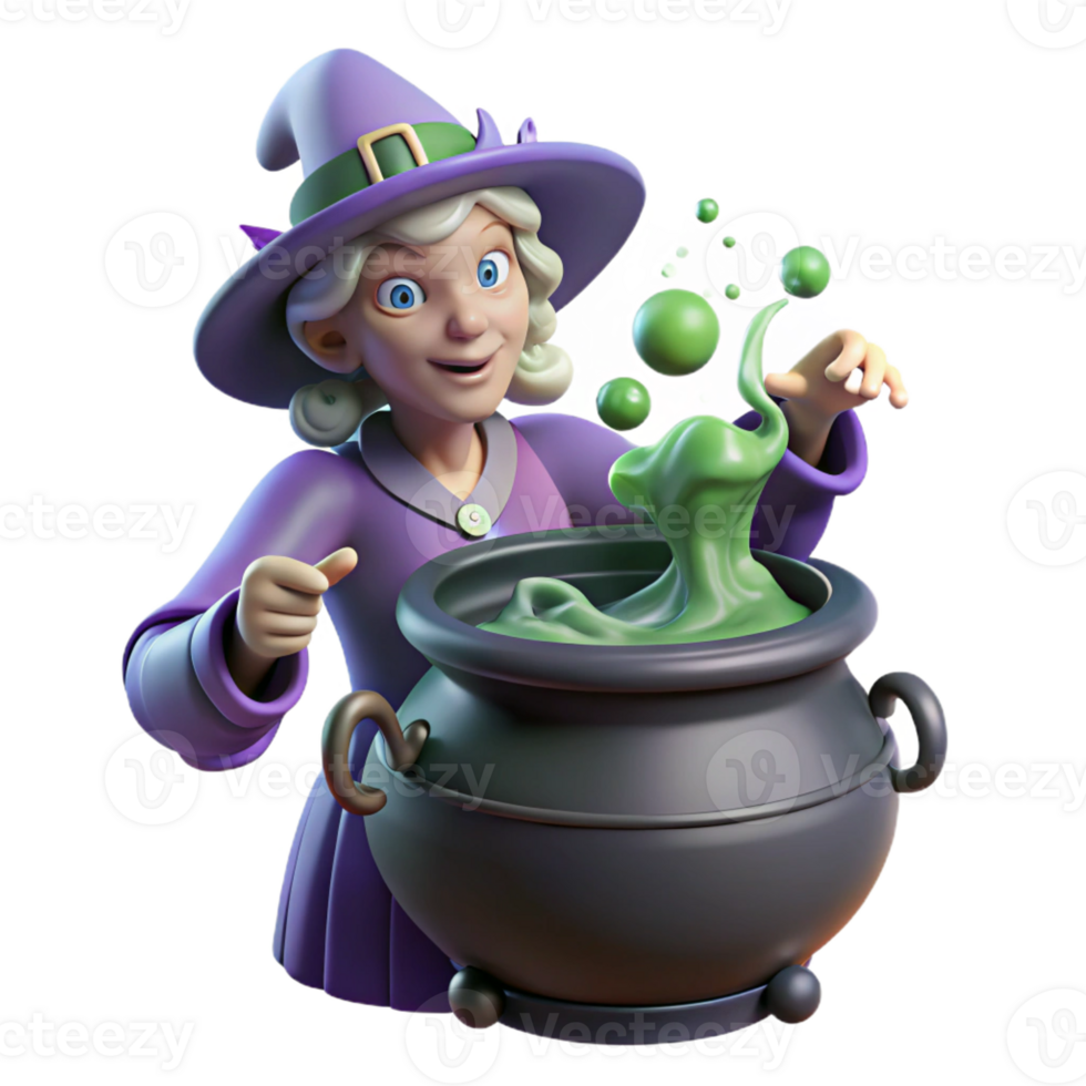 impressive modern A Powerful Witch Brewing a Potion in A high resolution png