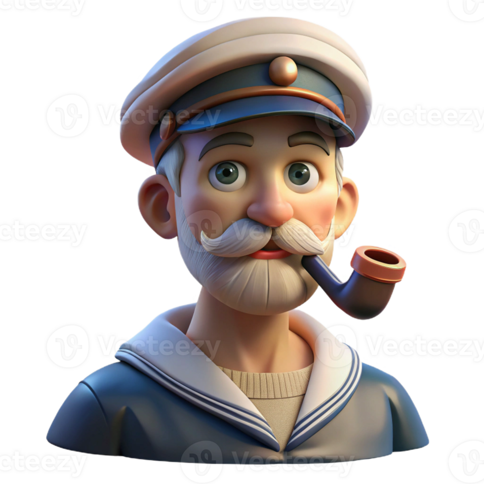 elegant creative Portrait of a Seasoned Sailor with a Weat authentic png