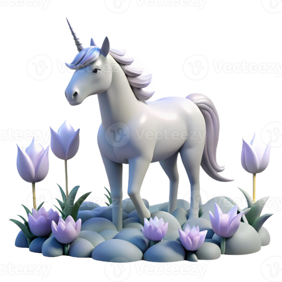 dramatic rustic A Lone Unicorn Grazing in a Field of Mo 4K png