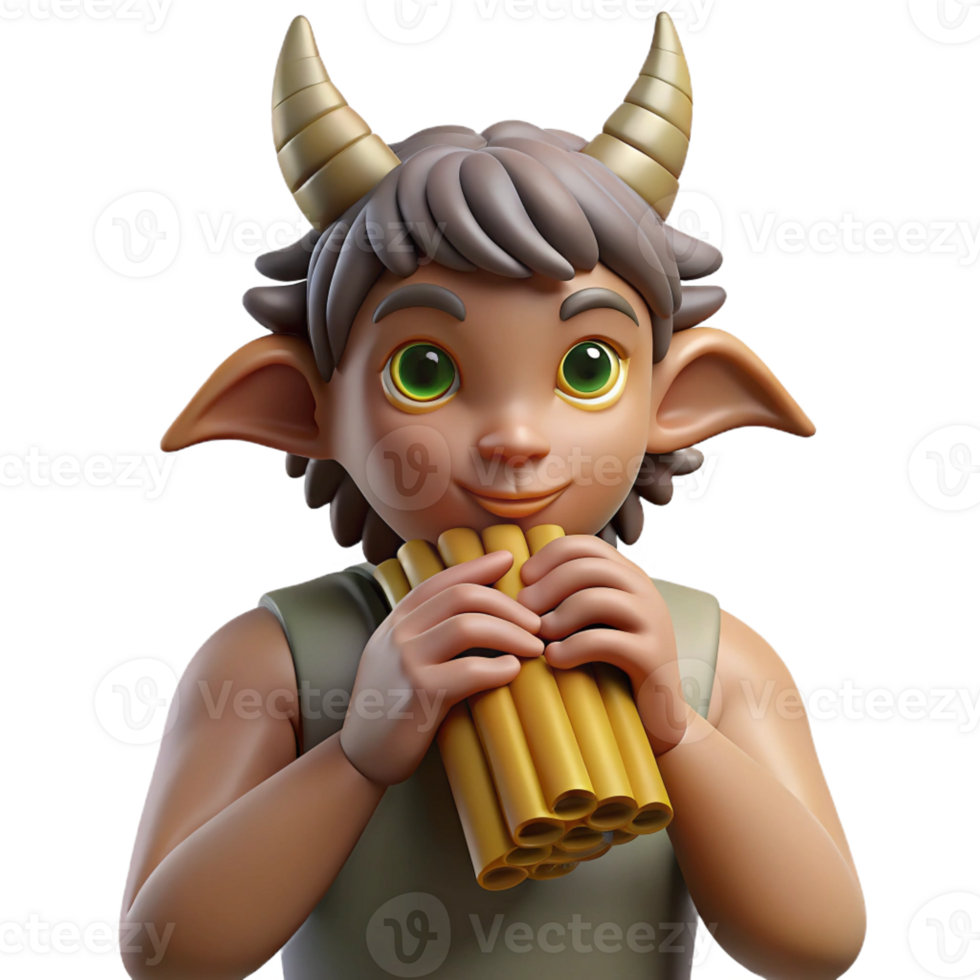 stunning vintage A Playful Satyr Playing a Pan Flute in A authentic png