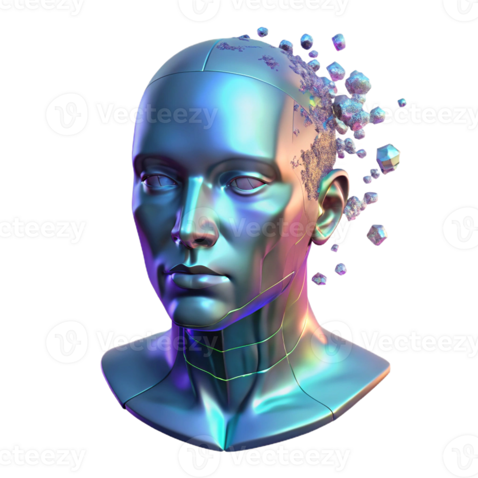 beautiful modern A Holographic Projection of a Human Face detailed png