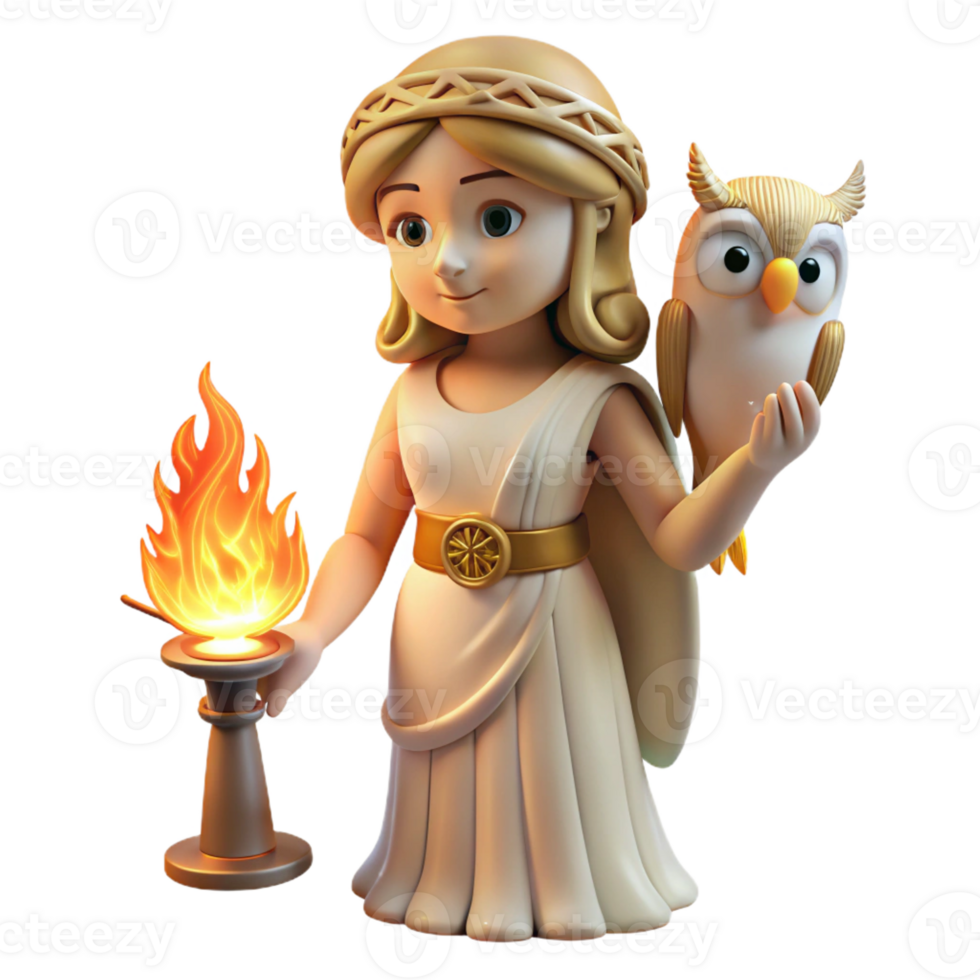 wonderful artistic A Wise Athena Holding an Owl Bathed in T genuine png