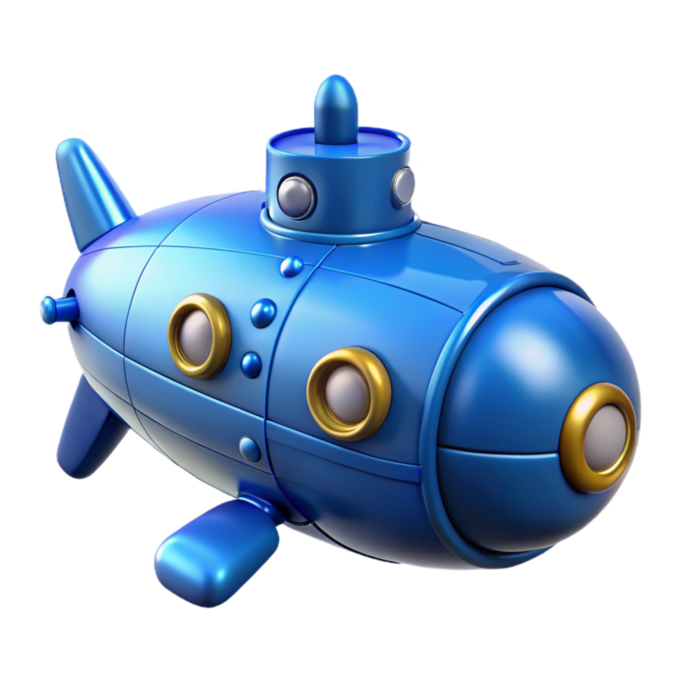 extraordinary minimalist Blue Robotic Submarine Underwater View Cutout Element premium png