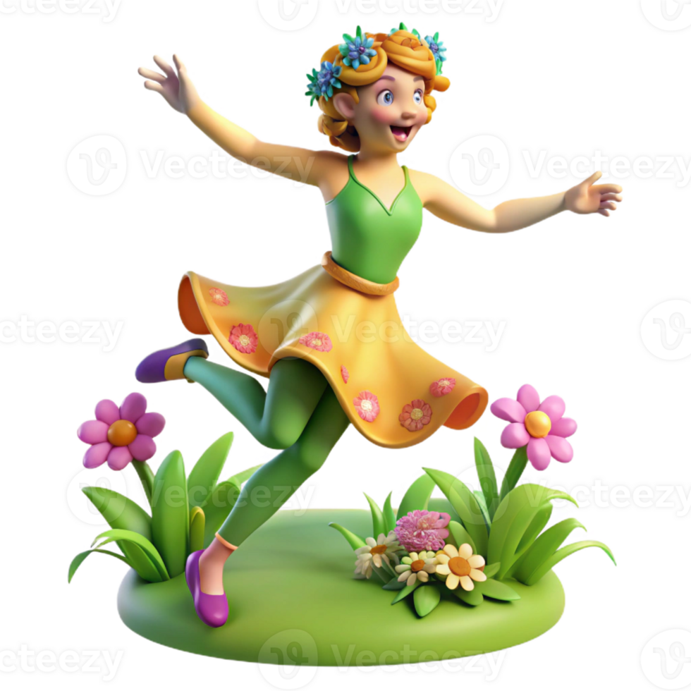 vibrant classic A Playful Nymph Dancing in a Meadow Vi authentic png