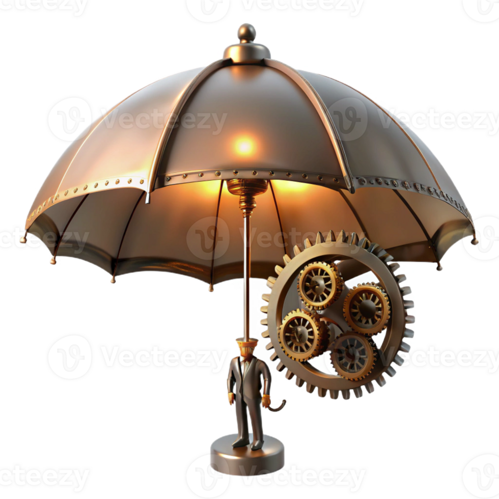elegant vintage A Steampunk Umbrella with Gears and Spri high resolution png