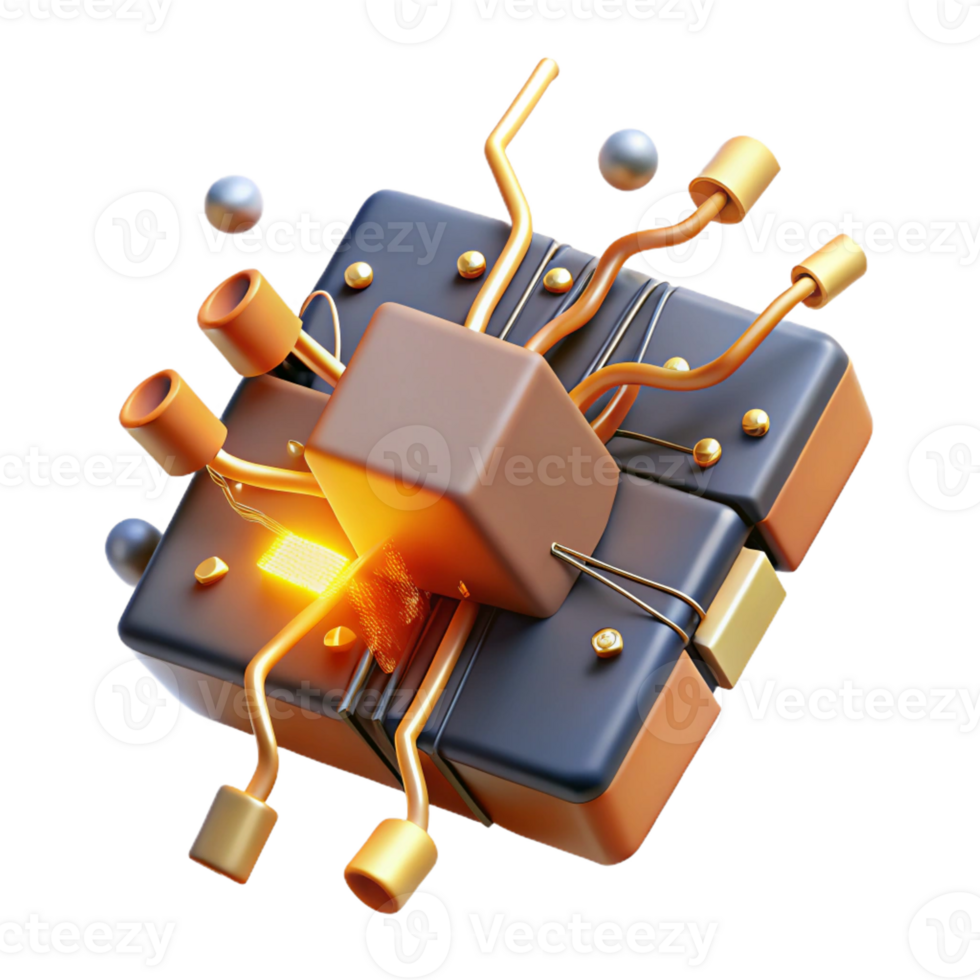 dramatic minimalist A Broken Circuit Board with Sparks Flyi high resolution png