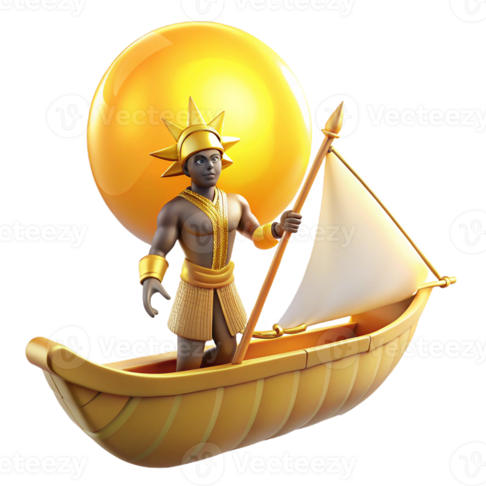 stunning rustic Ra the Sun God Sailing Across the Sky high quality png