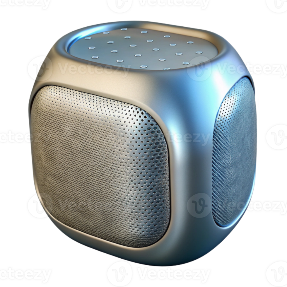 extraordinary modern Bluetooth Speaker Silver Finish Transparent Background authentic png