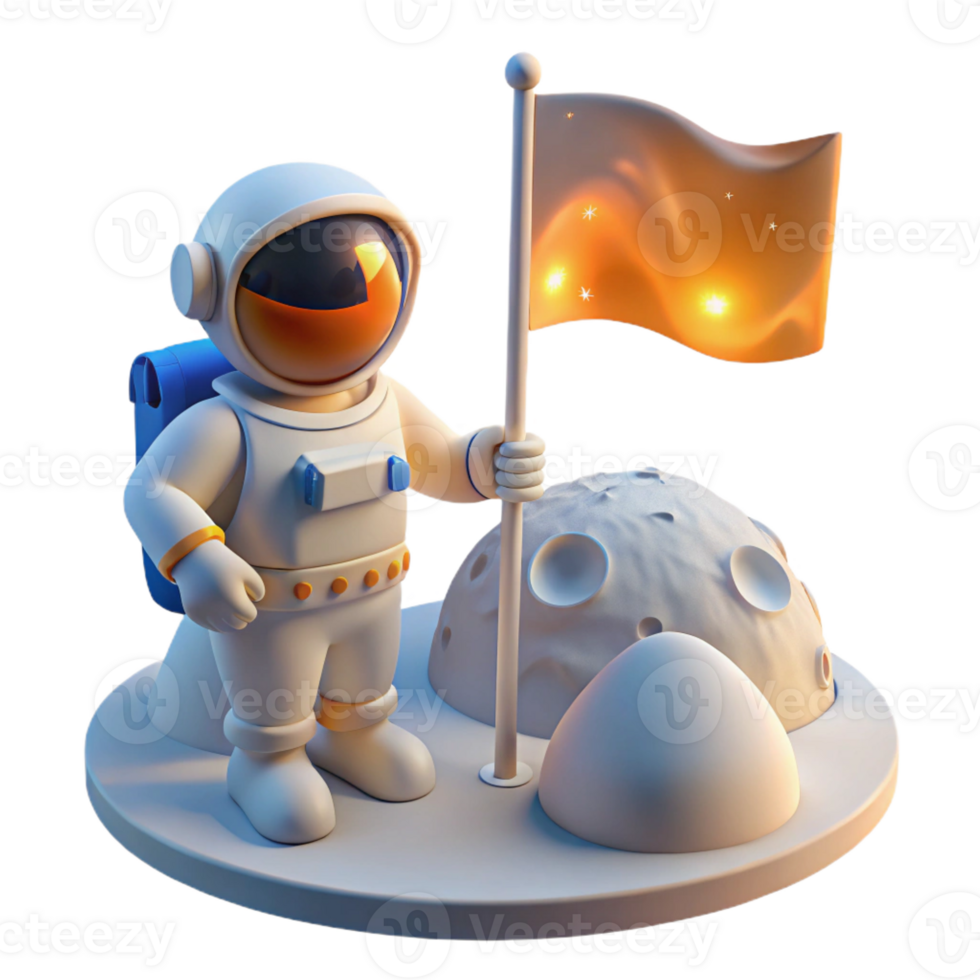 wonderful vintage A Lone Astronaut Planting a Flag on a New png