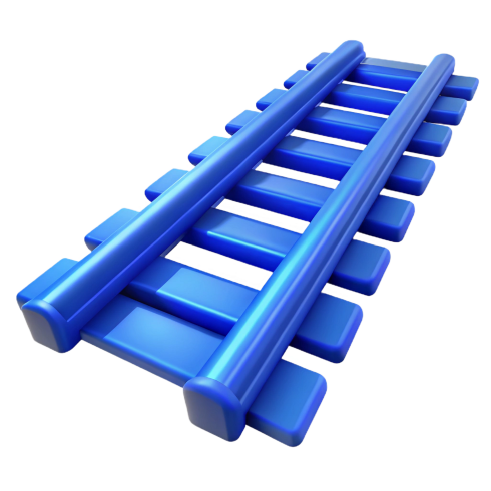 beautiful minimalist Blue Train Tracks Perspective View high quality png