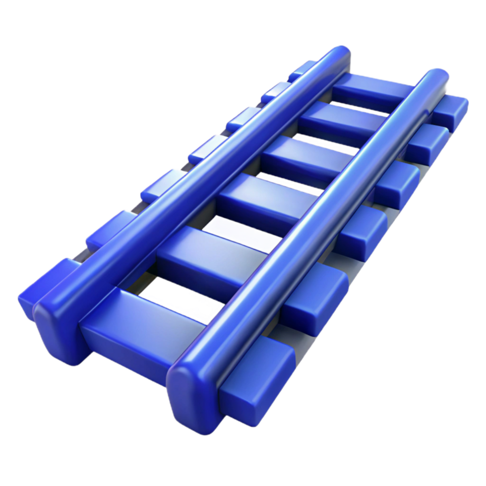 elegant artistic Blue Train Tracks Perspective View png
