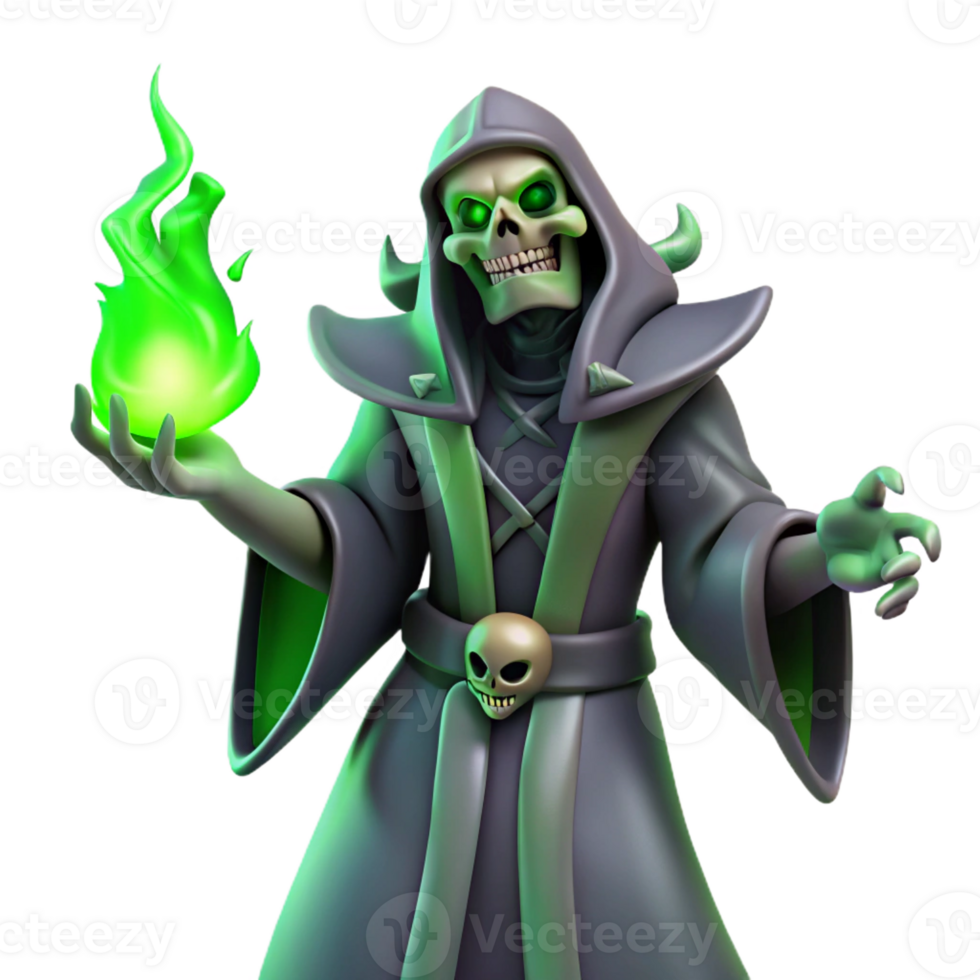 beautiful minimalist A Powerful Lich Casting a Spell of Necr original png