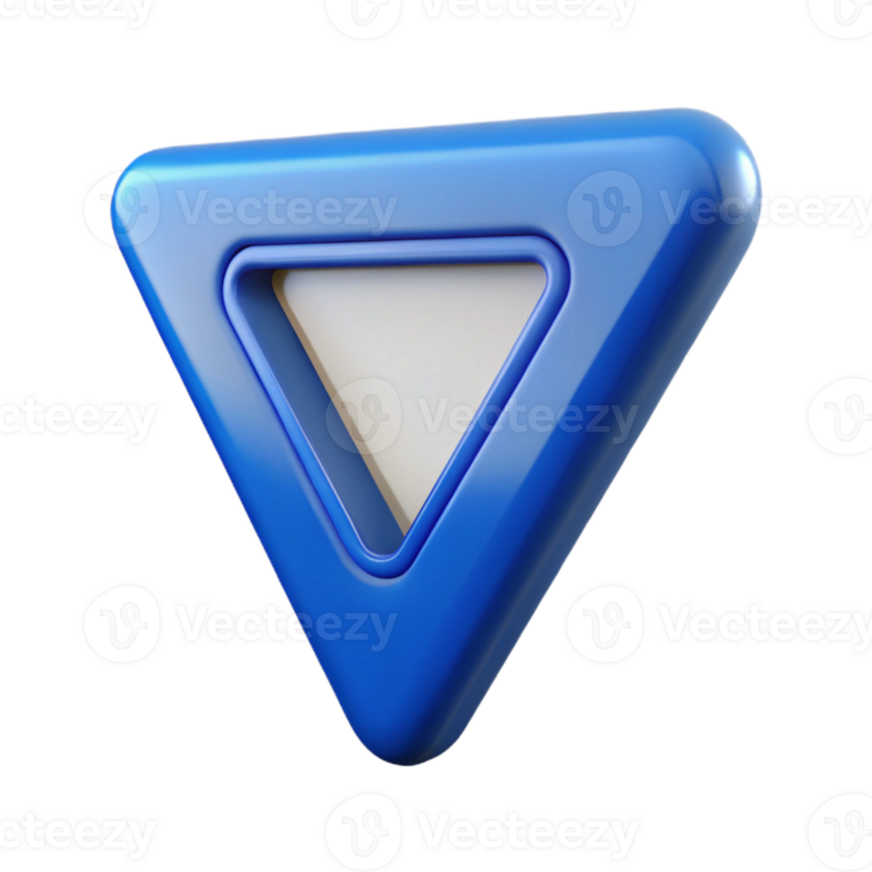 elegant rustic Blue Yield Sign Front View Transparent Cutout authentic png