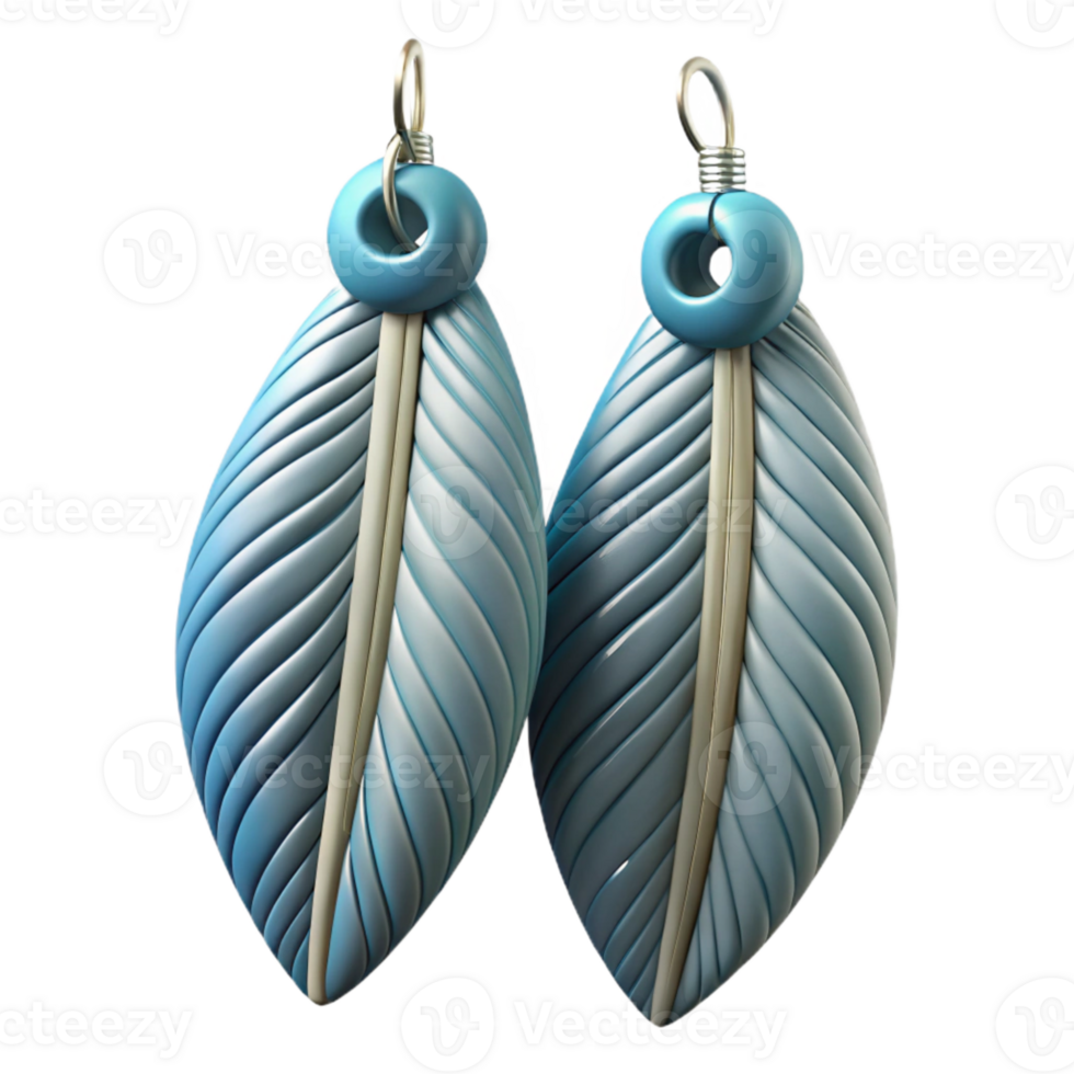 impressive minimalist Boho Chic Feather Earrings Cutout Transparent Background Studio Lighting high resolution png