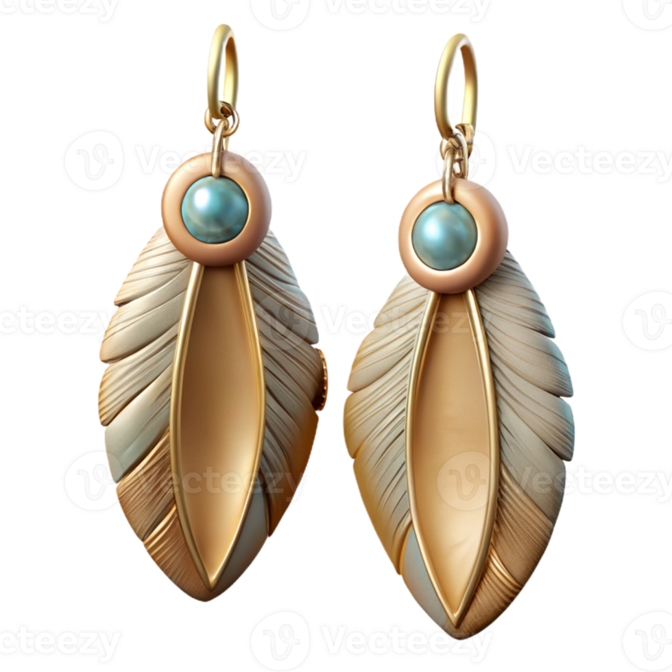 stunning creative Boho Chic Feather Earrings Cutout Transparent Background Studio Lighting png