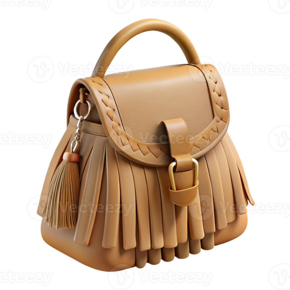 wonderful minimalist Boho Chic Fringe Bag Side View Cutout Transparent Background high quality png