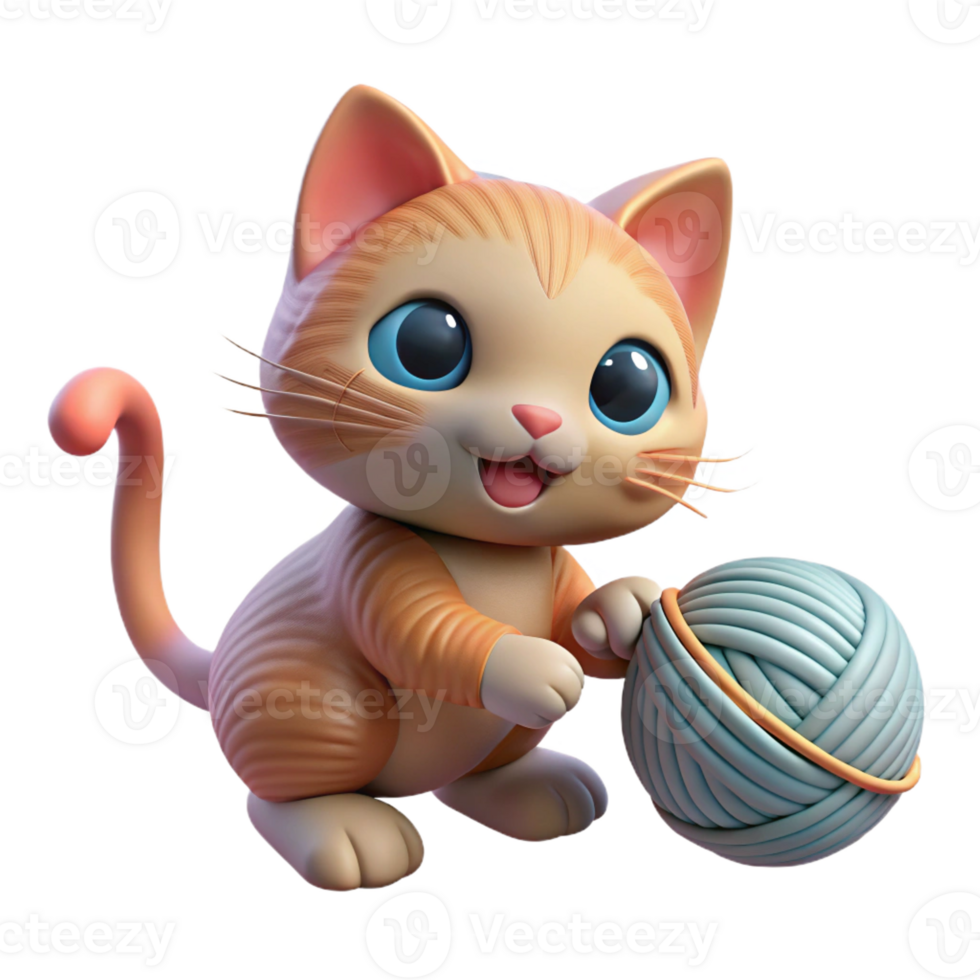 stunning contemporary A Playful Kitten Batting at a Ball of Y detailed png